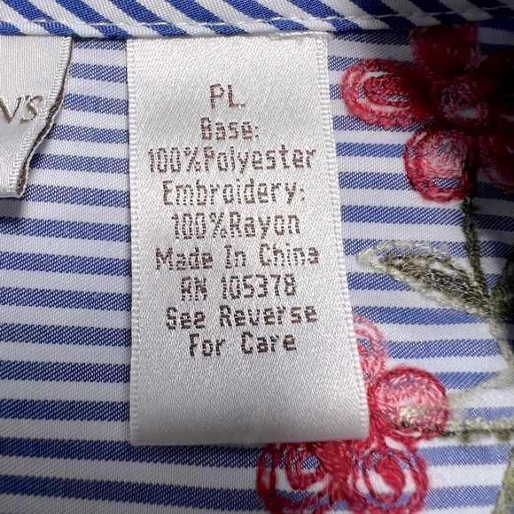 Navy and White Pinstriped Embroidered Top  PL - Picture 9 of 13